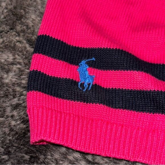 Y2K Ralph Lauren Hot Pink Blue Pima Cotton Wool Blend Striped Beanie OS Indie - Picture 2 of 6